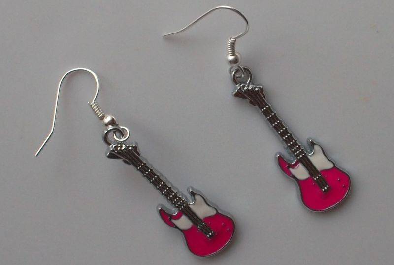 Kolczyki gitara (różowa)
